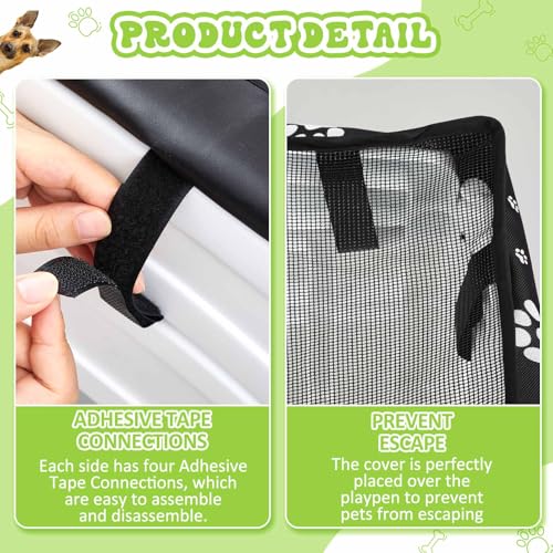 Image of Dog Playpen Mesh Top Lid Fits for 36 Inch 4 Panels Crate Cover, Black | Breathable Mesh Top Lid, Water Resistant Shade for Outdoor, Kennel Crate Accessory, Breathable Ventilation, Cover Only