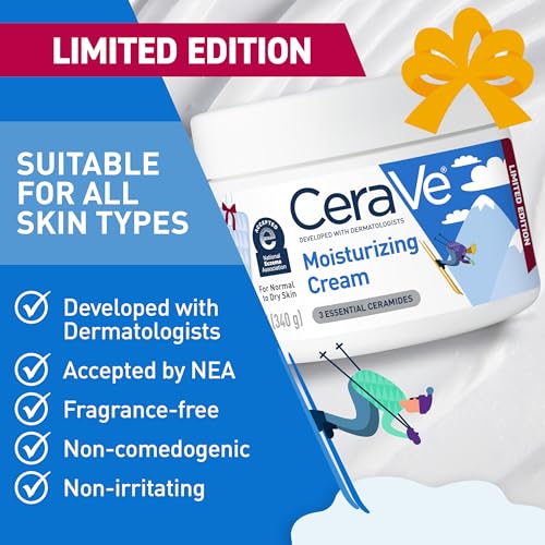 CeraVe Après Ski Moisturizing Cream, Body and Face Moisturizer for Dry Skin, Hyaluronic Acid and Ceramides, Daily Moisturizer, Oil-Free, Fragrance Free, Non-Comedogenic, Limited Edition, 12 Ounce - 4