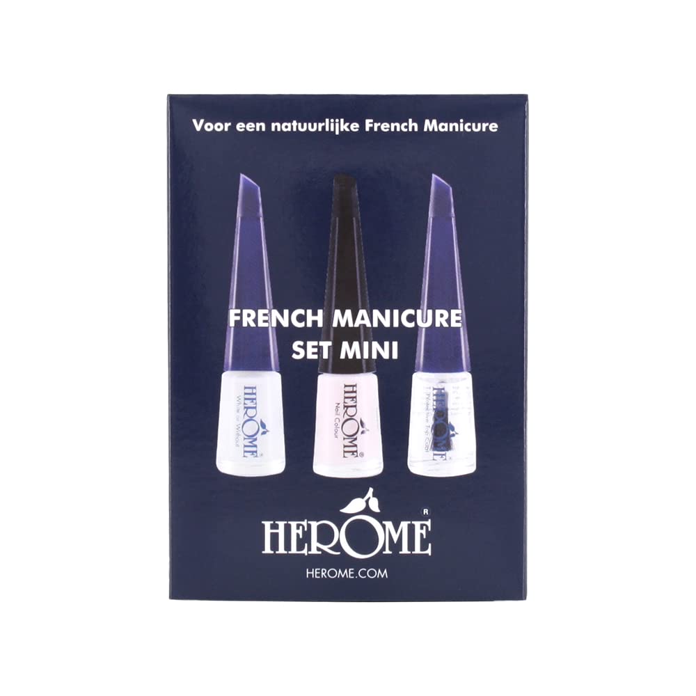 Herome Kit French Manucure Mini - Kit de Voyage - Pour Une French Manucure Dans 3 Étapes - Vernis à Ongles (French Manicure Set) - 3 * 4ml.