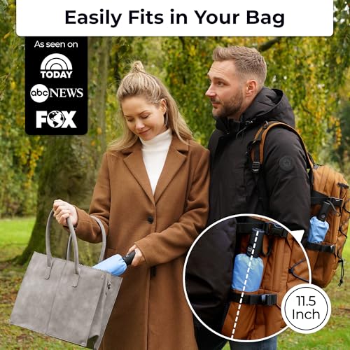 Image of TUMELLA Strongest Windproof Travel Umbrella (Compact, 100MPH Wind-Tested), Light, Portable, One-Handed Use, Automatic Folding Rain Umbrella, Durable, Premium Grip, Fits Car & Backpack