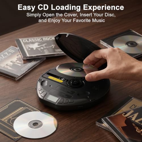 Image of Gueray CD Player Portable with Earphones, CD Discman AUX Cable for Car Home