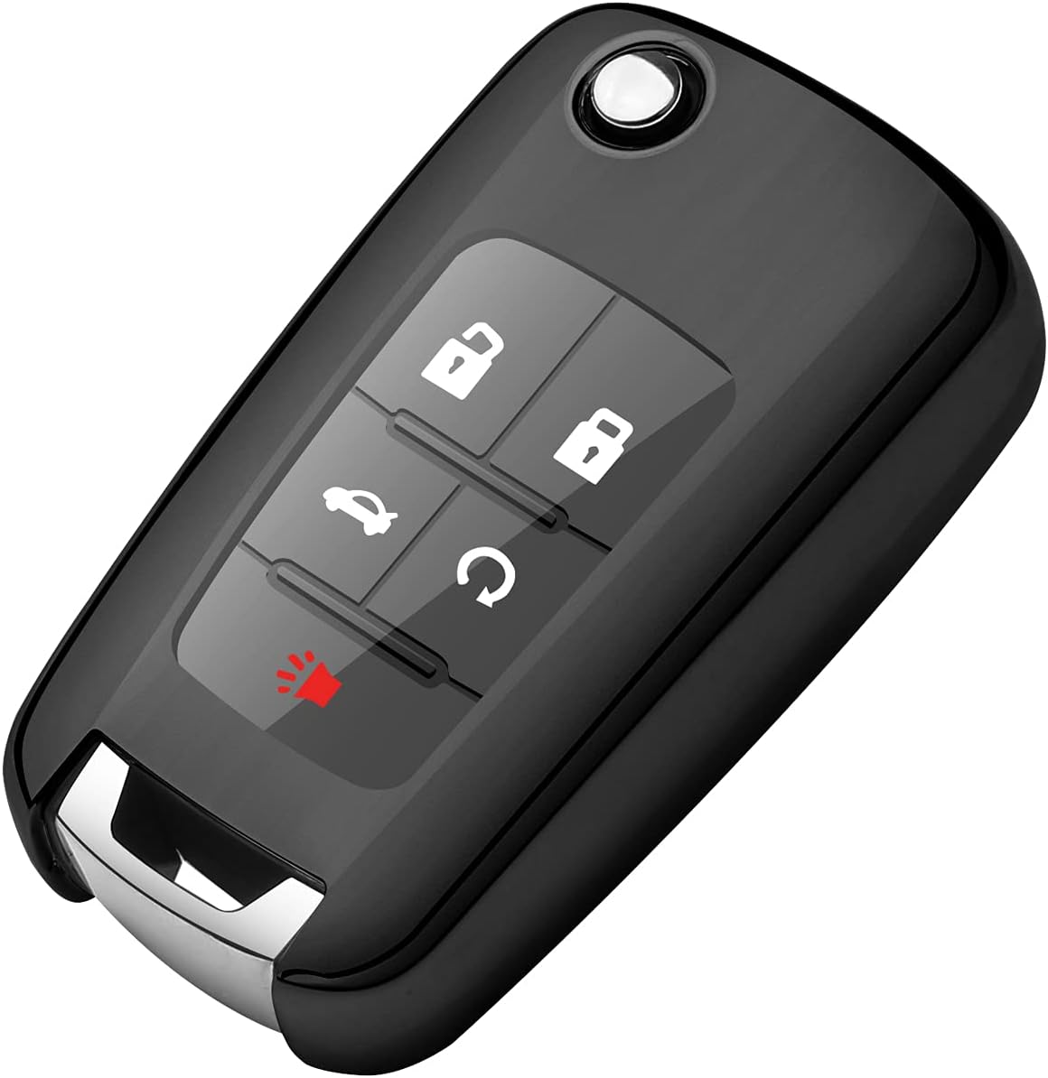 Tukellen for Chevrolet Key Fob Cover Premium Soft TPU Full Protection Key Shell Case Compatible with Chevy Chevrolet Camaro Cruze Impala Equinox Volt Spark Sonic Folding Flip Remote Key-Black