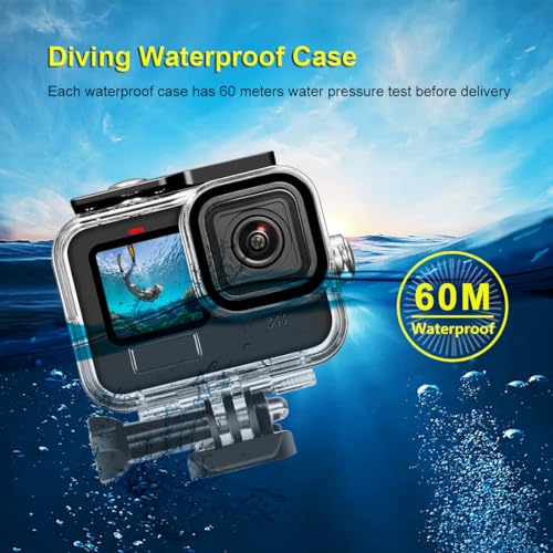 KETOPKIN 60M/196FT Waterproof Case for GoPro Hero13 Black/Hero12 Black/Hero11 Black/Hero10 Black/Hero9 Black Camera Accessories,Underwater Deep Diving Protective Shell for Hero13/12/11/10/9 Black - Thumbnail 3