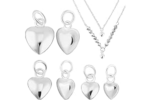 PH PandaHall Sterling Silver Heart Charms for Jewelry Making