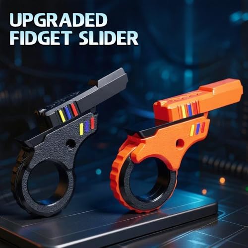 Image of 3D Fidget Slider Toy, Fun Fingertip Fidget Ring, Hand Roller for Teen Adults, Fidgets Spinner Pistol Adults Desk Toy for Focus Fidgeting, Finger Spinner Gift 2 PCS