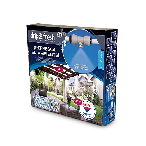 Drip & Fresh C5115N - Kit di Nebulizzazione per Climatizzare Il Cortile o la Terrazza - 8 Punti di Freschezza, Lunghezza 10 m