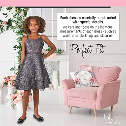 Blush Lace Dresses for Girls – Soft Knit Lined Girls Dresses with Floral Textures, Size 7-163