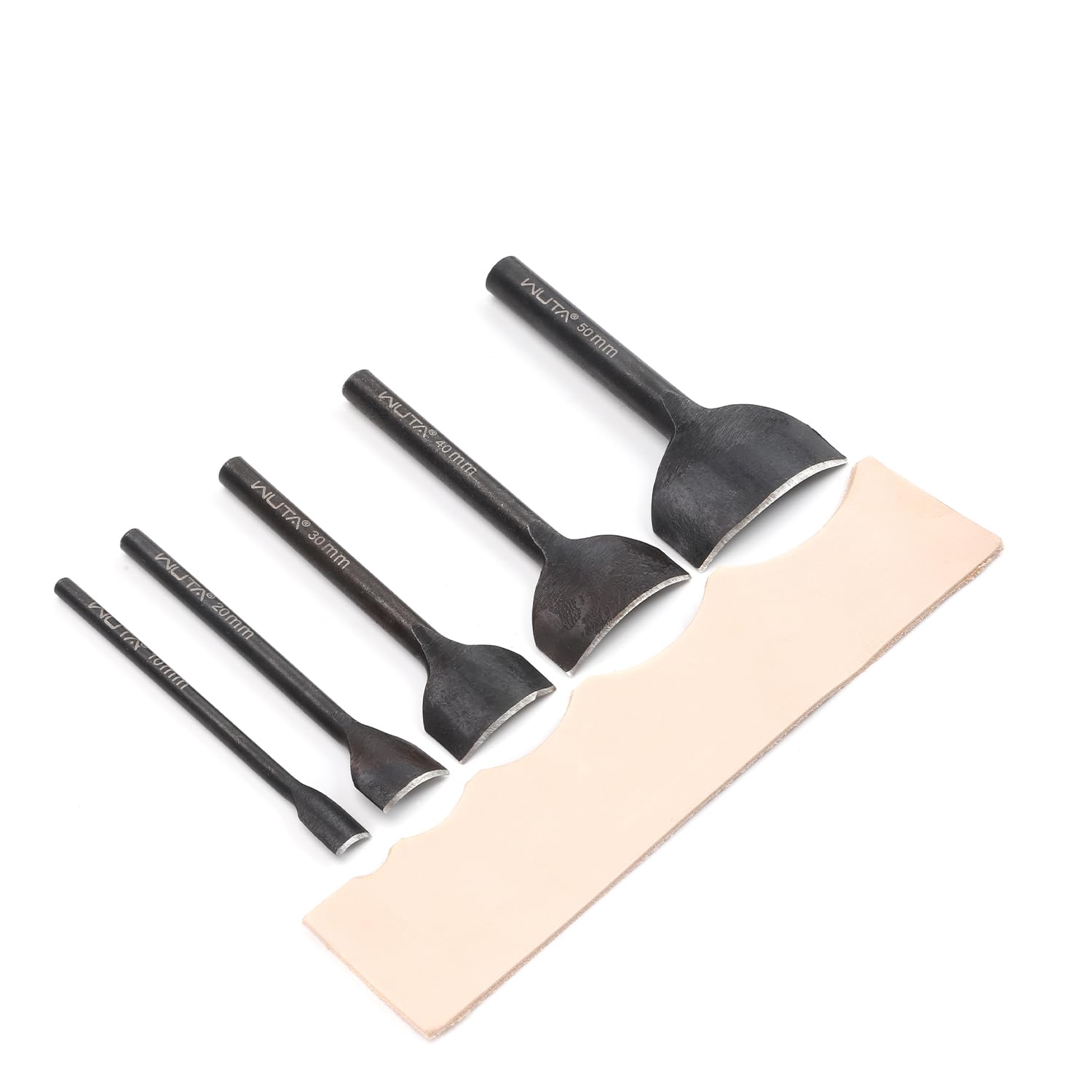 WUTA Basic Leather Corner Punch Set 5 Pcs, 1/4 Inch Round Edge Cutter for Strap, Belt & Wallet Making, Carbon Steel Leathercraft DIY Tool Kit(10+20+30+40+50mm)