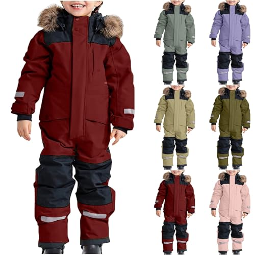 Generisch Unisex Kinder Skioverall mit Kapuze Schneeanzug...