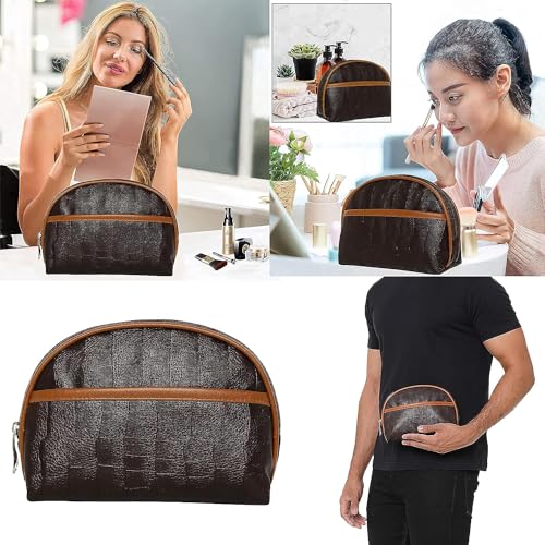Storite 2-Set Toiletry Travel Bags Shaving Kit Makeup Cosmetic Pouch for Men and Women (Him & Her) Brown 5 51f9R0no0GL