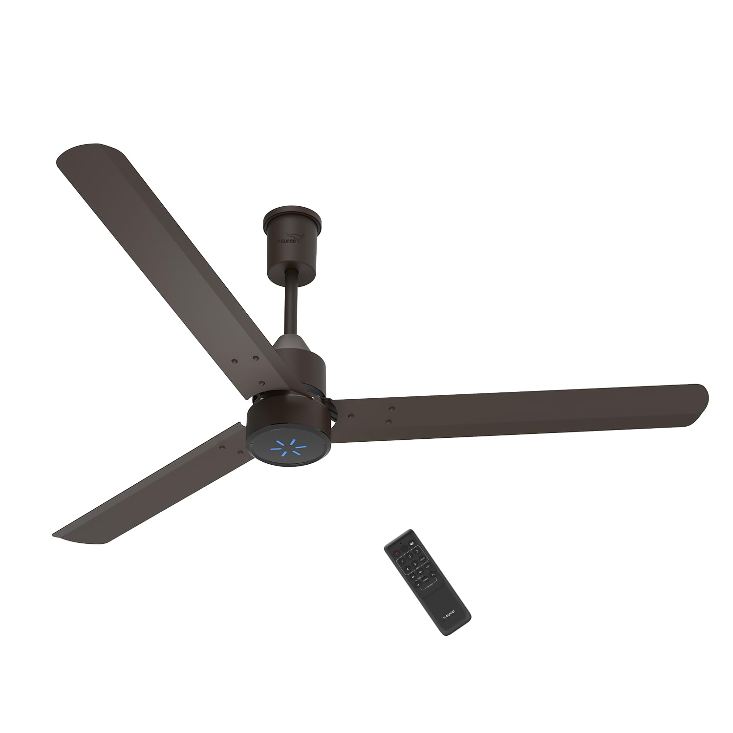 V Guard Zenair Pro BLDC Ceiling Fan 1200 mm | BEE 5-Star Energy Saving | High-Speed BLDC Motor (370 RPM) | Remote Control with 6 Speeds | UI LED speed indicator | 2-Year Warranty | Matte Brown-image-11