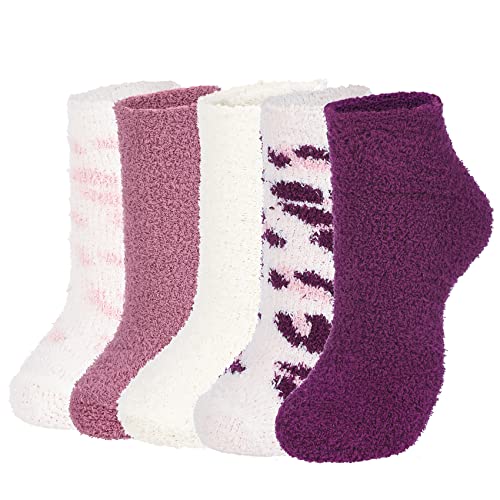 Durio Fuzzy Socks for Women Fluffy Christmas Womens Fuzzy Socks Winter Fuzzy Socks for Girls Cozy Sleep Socks for Women Athletic Warm Socks A Pink Leopard One Size