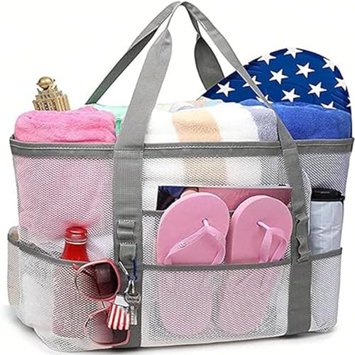 Beach Toy Storage Bag Beach Bag Large Capacity Shoulder Bag Sand Toy Bag Multi-Pocket Handbags Fashion Vacation Bag2