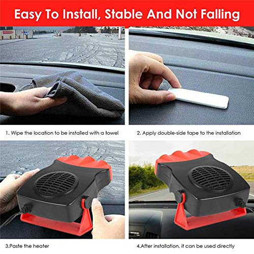 WonVon 12V 150W Car Heater, Vehicle Heater Fast Heating Cooling Fan Hot Warm Heater Windscreen Demister Defroster 2 in 1 Portable Auto Car Van Heater