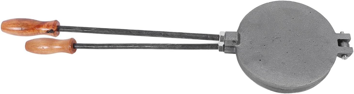 Double Side Pancake Maker Pan, Cast Iron Reversible Pancake Cooking Pan Griddle with Wooden Handles, for Chinese Flatbread Baked