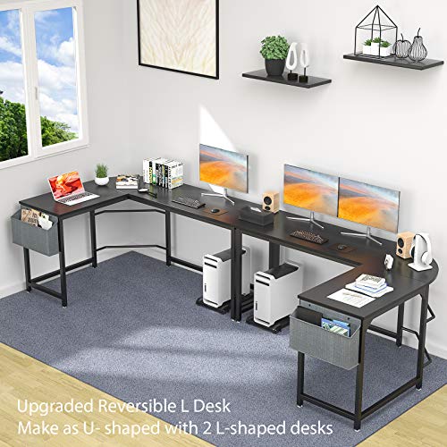 Homfio L Shaped Desk 58’’ Computer Corner Desk Gaming Desk Pc Table Writing Desk Large L Study Desk Home Office Workstation Modern Simple Multi-Usage Desk With Storage Bag Space-Saving Wooden Table #TOP3