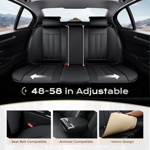 Image of Coverado Car Seat Cover, Cover for Cars Front Seat, Premium Leather, Universal Fit Waterproof Seat Protectors, Car Seat Cushion Non-Slip for Most Cars-Black