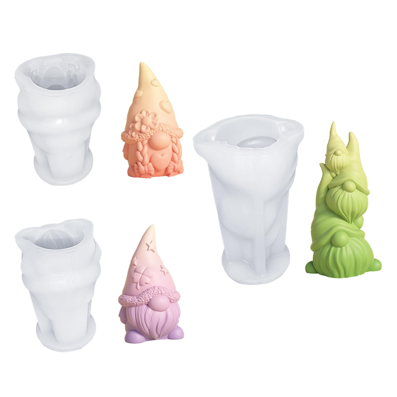 Dwarf Silicone Mold - Gnome Candle Mold, Dwarf Taper Soaps Moulds | 3D Gnome Silicone Molds, Easter Tapers Moulds for Chocolate, Candy, Cake Decor, Soy Wax Candle, Soap, Plaster, Resin Art Fondant