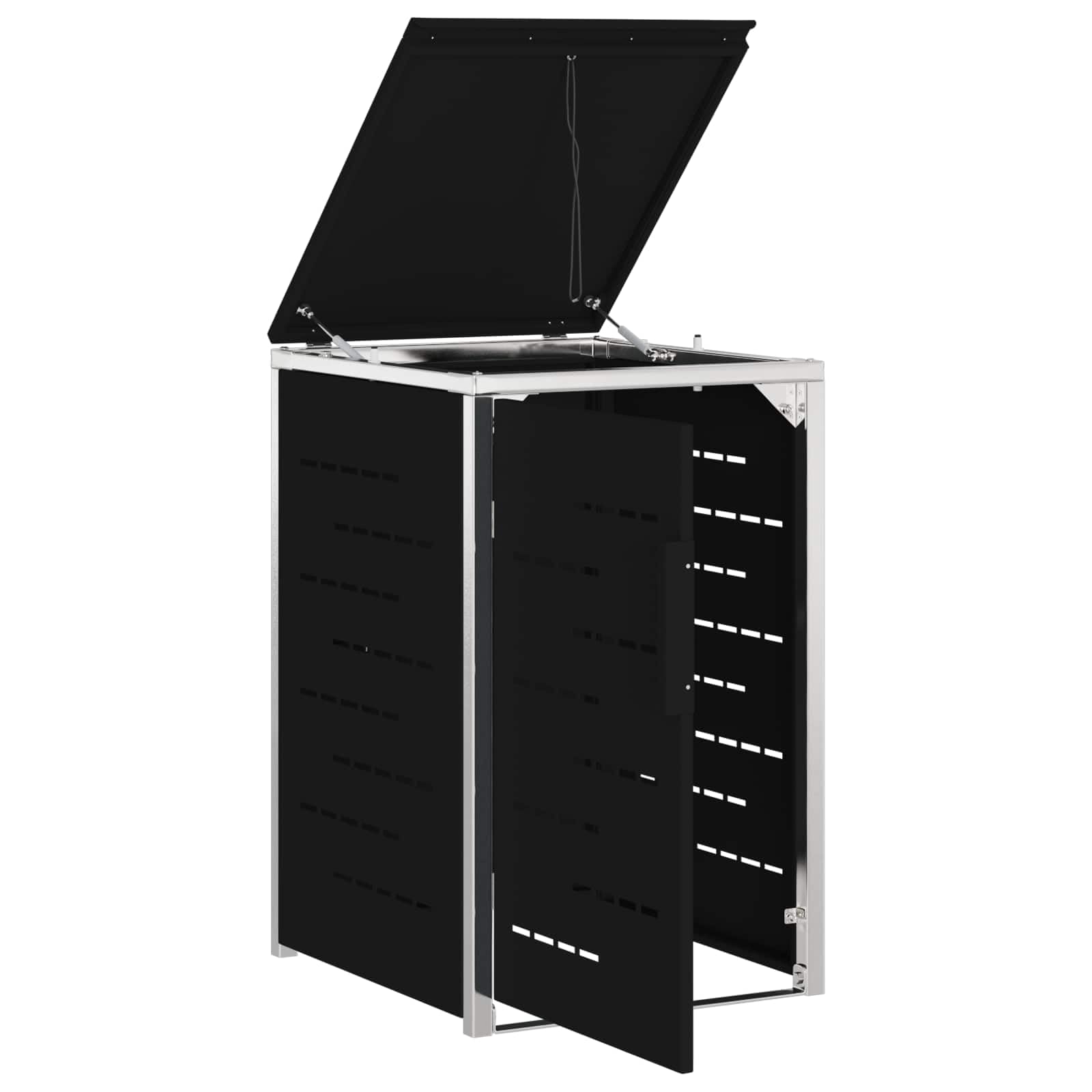 Mülltonnenbox 240L Schwarz Erweiterbar | Soft-Close Deckel, Magnetverschluss, Lüftungspanels, Kabelverbindung für Außenbereich