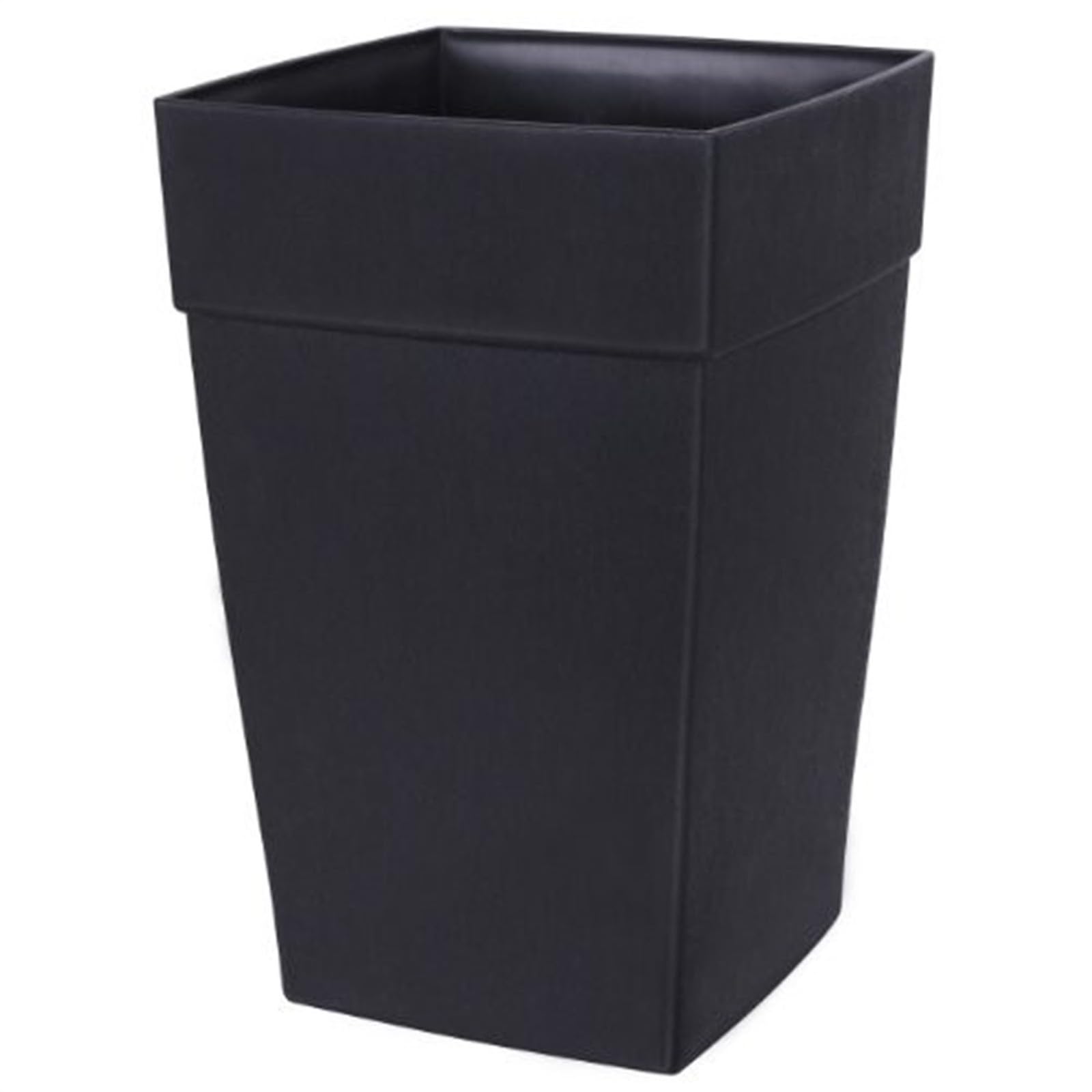 Plastic Indoor/Outdoor Tall Self-Watering Square Planter, Black, 18" Height