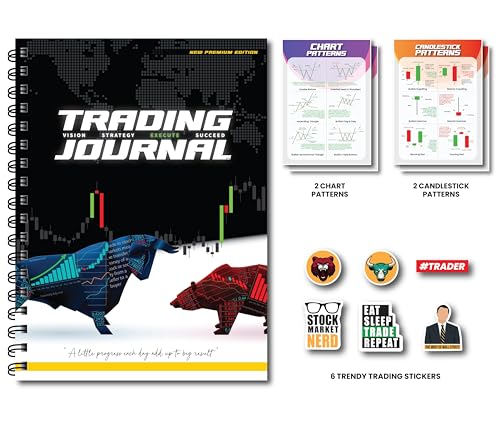 Image of Trading Diary Journal [New Premium Edition]+Trading Calendar +Trading Holidays +P&L Analysis +Track Goals +Track Investment + (Free 2 Candlestick & 2 ... Futures, Forex, Crypto | Wiro Binding