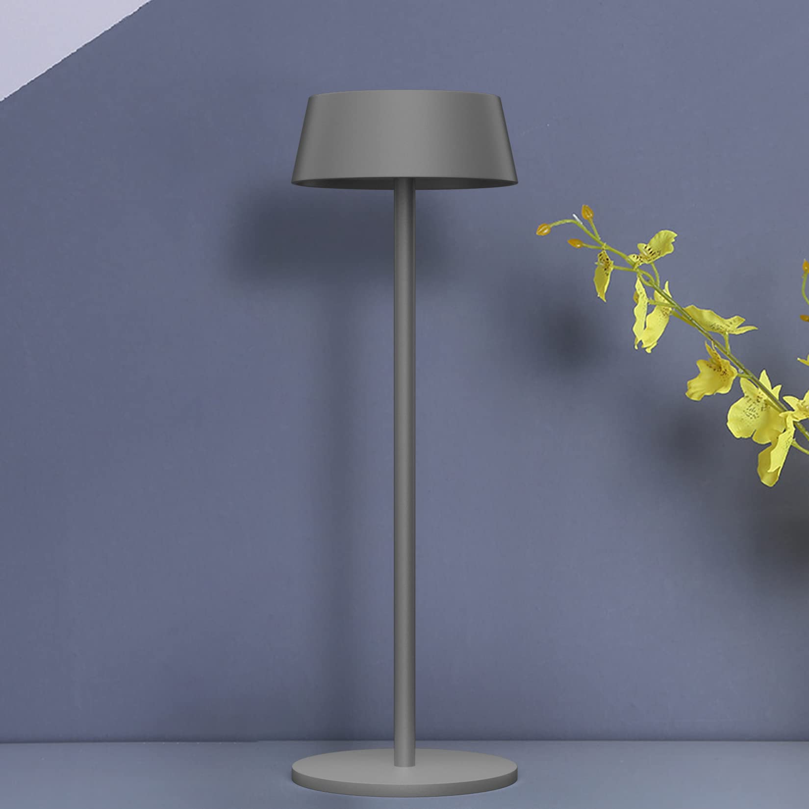 K-Bright 2 piezas Lámpara de mesa inalámbrica, 3000K Color de luz cálida recargable para Adecuado para interiores y exteriores lámpara de mesa LED recargable(gris oscuro)