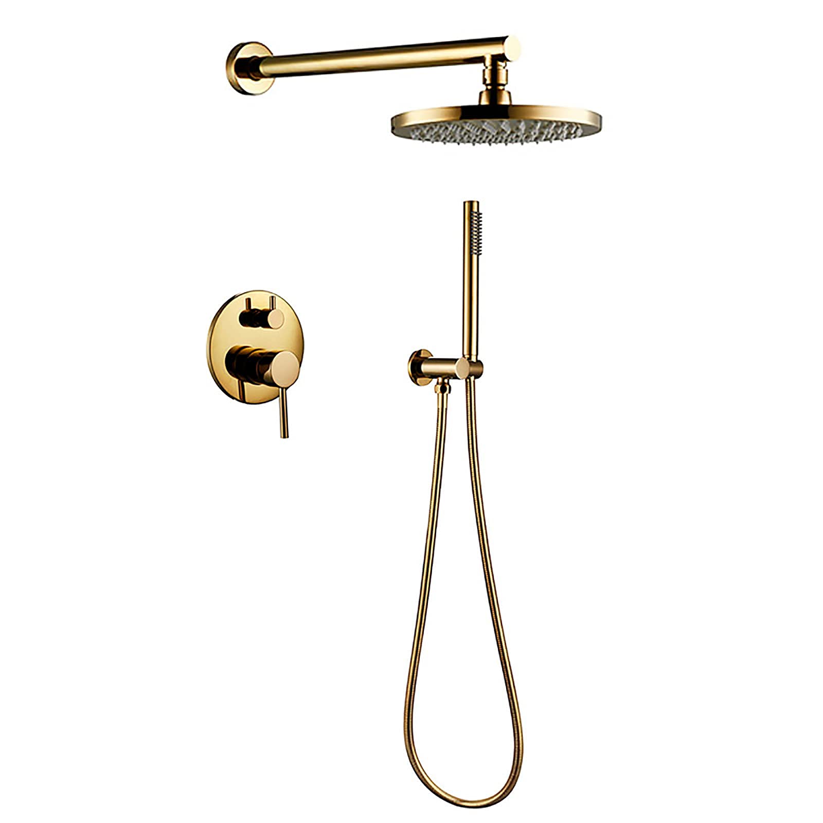 Système de douche anti-calcaire en laiton avec pommeau de douche doré complet