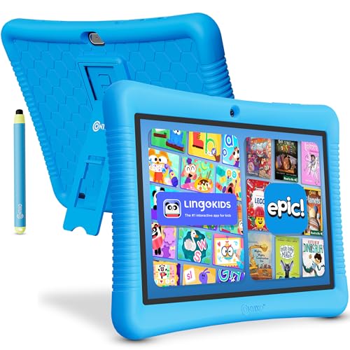 Image of Contixo K102 Kids Tablet, 10 inch HD Tablet with Parental Controls, Blue | 10 inch HD display, Android, 32GB storage, Wi-Fi, dual cameras, parental controls, protective case, ages 3-12