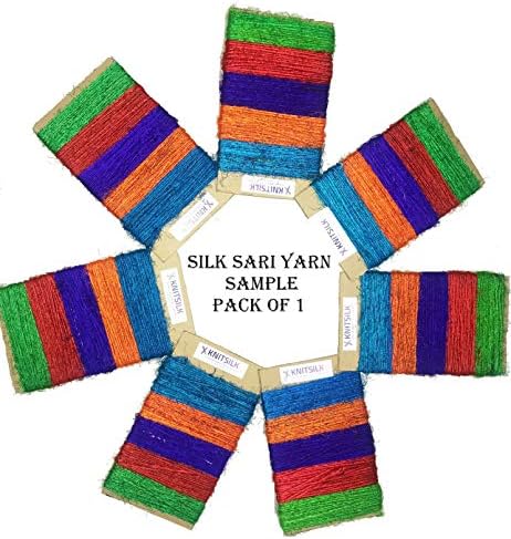 Knitsilk Premium Recycled Sari Silk Yarn - 5 Colors of 15 Yards per Color Sample Card - Mini Skein Starter kit Recycled Sari Silk Yarn Pack Assorted Sari Silk Yarn Bundle Silk Yarn Starter kit image 4