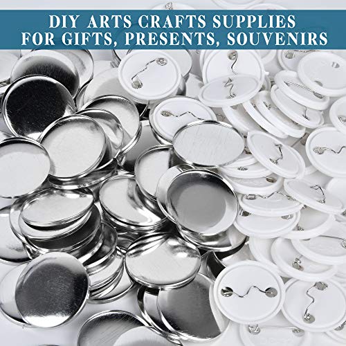 Akamino 100 Pieces Blank Badge Button Parts for Button Making Machine - Metal Shells and Plastic Base Components, Badge Making Supplies for DIY Arts Crafts Gifts Souvenirs - Thumbnail 5