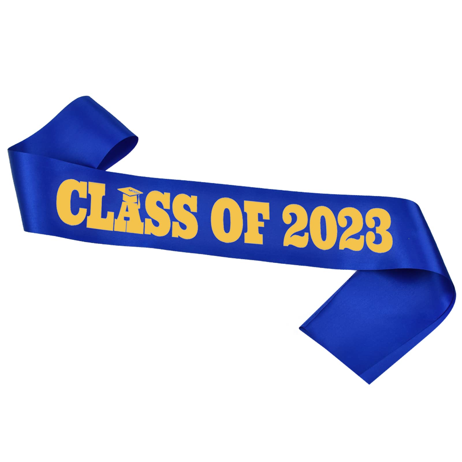 Photo 1 of Blue Graduation Sash with Gold Glitter Letter Class of 2023, Graduation Party 2023, Graduation Decorations 2023, Graduation Party Supplies Blue Gold 5 PACK