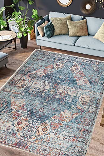 Monolia Machine Washable Area Rugs Perfect For Living Room Rugs,Bathroom Runner, Kitchen Rug, Bedroom Rugs, Entryway Rug, Persian Home Decor, Floor Decoration (5’3” X 7’5”) #TOP2