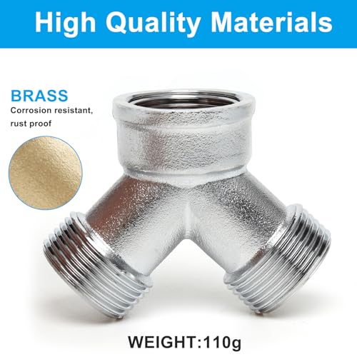 OPERMAXER 2-Way Brass Y Splitter, G 3/4 Inch Water Connection Distributor, for Two Inlet Hoses Washing Machine, Dishwasher - Image 4