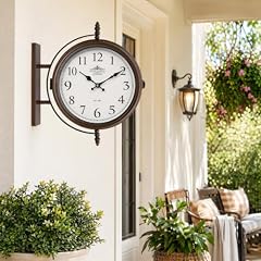 EMAX HOME 15 Inch Vintage Double Sided Wall Clock, Brown Metal Frame with White Dial, Silent Quartz photo EMAX HOME 15 Inch Vintage Double Sided Wall Clock, Brown Metal Frame with White Dial, Silent Quartz