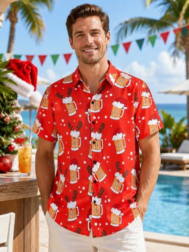 Image of Yoimira Hawaiian Shirts for Men, Print Mens Casual Short Sleeve Button Down Shirts Floral Aloha Beach Shirt