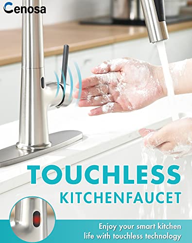 Touchless-Kitchen-Faucet-with-AC-Adapter-Smart-Motion-Sensor-Hands-Free-Single-Handle-Kitchen-Sink-Faucet-with-Pull-Down-Sprayer-Brushed-Nickel