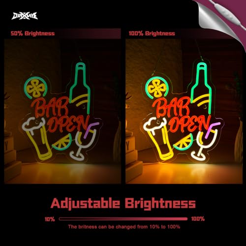 Image of Bar Open Neon Sign for Wall Decor Open Beer Home Bar LED Light Smart plug timer compatible USB-Powered Pub Party Man Cave Art Decor(12.6x15.7 Inch)