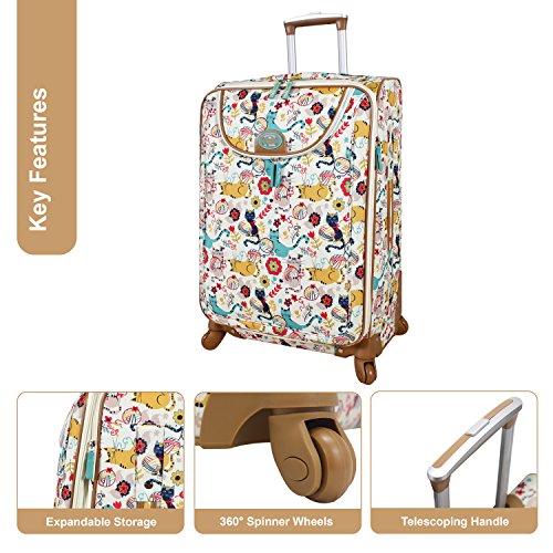 Lily Bloom Luggage 24" Expandable Design Pattern Suitcase With Spinner Wheels For Woman (24in, Furry Friends)2