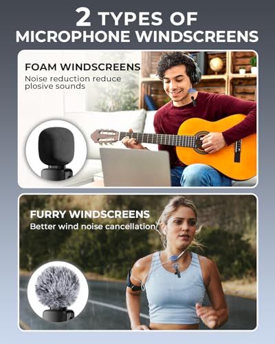 Image of CEROAN Mic for YouTube Wireless, Smart Noise Cancellation Wireless Microphone, Plug and Play, 30-Meter Transmission Range, Lapel Microphone for Recording, Live Streaming