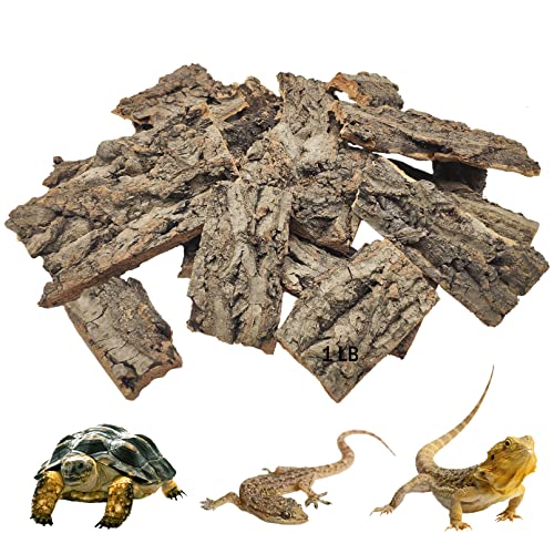 Hamiledyi Reptile Bark Bedding Tortoise Cork Bark Flats Natural Bulk Terrarium Cork Wood Tank Substrate Supplies for Snake Spiders Bearded Dragons Hermit Crabs Geckos (1 LB)