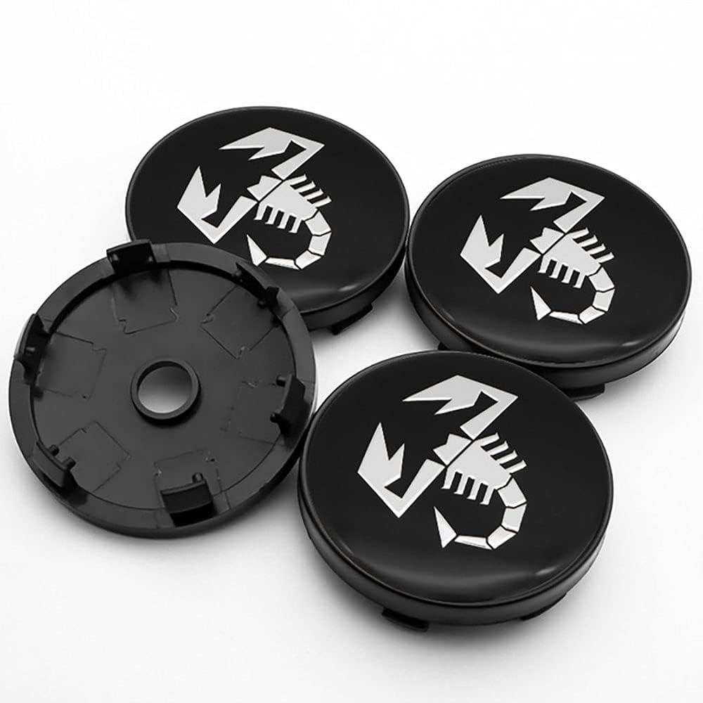 Cache Moyeux Fiat - Lot De 4 Capuchons Centre Jante 60mm - Pour Abarth 500, 595, Stilo, Ducato - Décoration & Protection