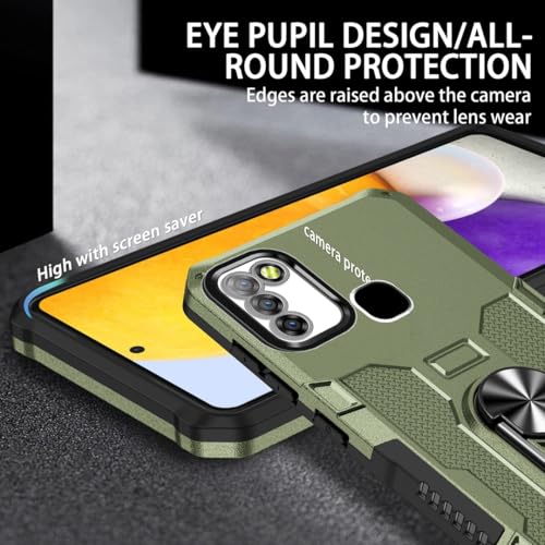 Coque Infinix Smart 5 rigide verte avec anneau de support antichoc