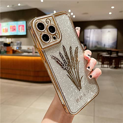 Coque de téléphone carrée antichoc paillettes or pour iPhone 14 13 12 11 Pro XR XS Max 7 8 Plus