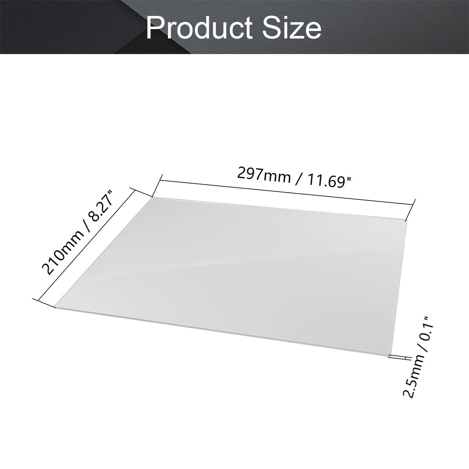 Clear Acrylic Sheet - 11.69" x 8.27" for Crafts & Decor -2