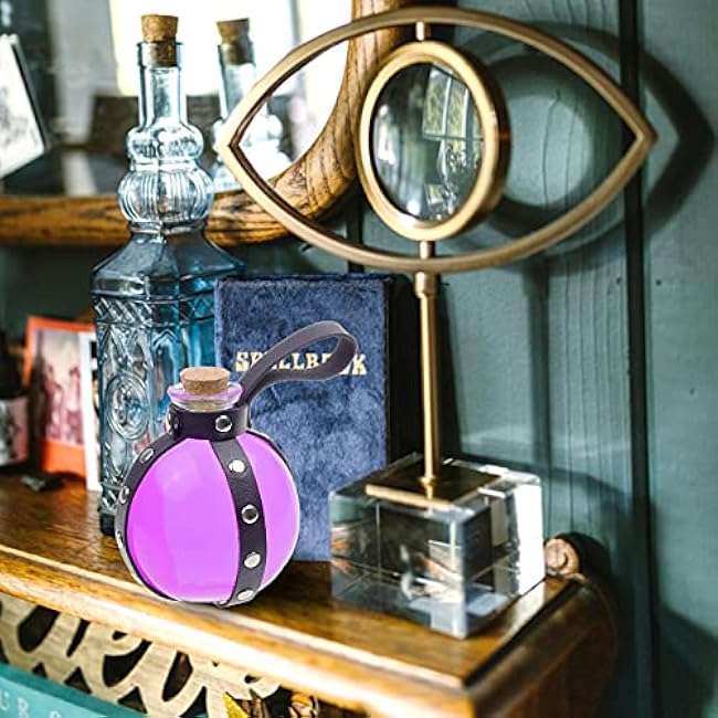 Eco-Fused Cosplay Potion Bottle with Holder - Clear Spherical | Wizard & Witch Costume | Includes Stopper | Belt Loop Holder