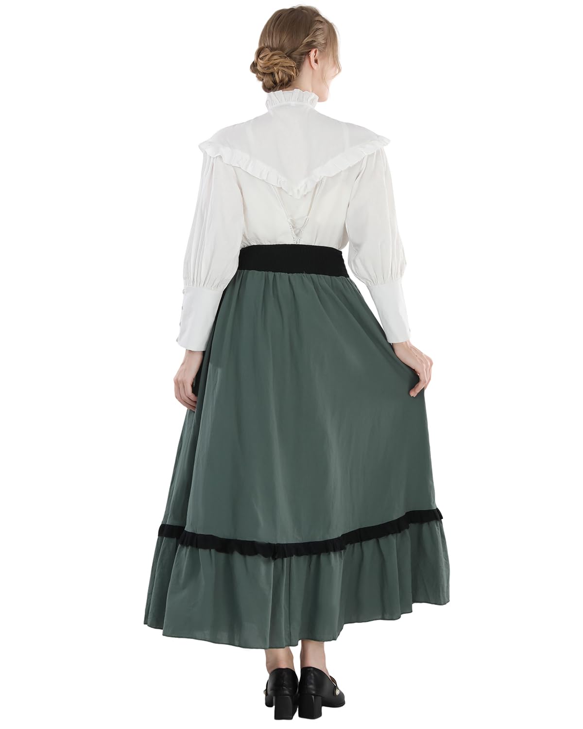 CR ROLECOS Womens Victorian Dress Costume 2-Piece Medieval Renaissance Dress Edwardian Blouse Skirt Set L - Image 3