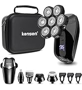 Kensen Rasierer Herren Elektrisch, 5 in 1 Glatzen Rasierer 7D Rotationsrasierer für Herren IPX6 W...