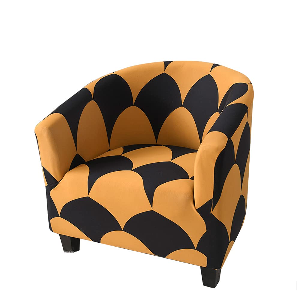 Highdi Yellow Stretch Tub Chair Slipcover Club Armchair Sofa Cover Minimalist Dust Proof Universal Removable Washable Furniture Protector Spandex Couch Covers For Living Room Cafe (Yellow)