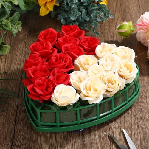 EXCEART Heart Shaped Floral Foam with 4Pcs Suction Cups, Green Wet Florist Sponge Blocks for Wedding Car Decoration, DIY Flower Arrangement Bricks for Parties & Anniversaries, Leak-Proof by EXCEART - Image 3