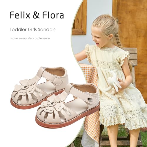 Image of Felix & Flora Toddler Girls Sandals Flower Girl Shoes Soft Rubber Princess Flat Shoes